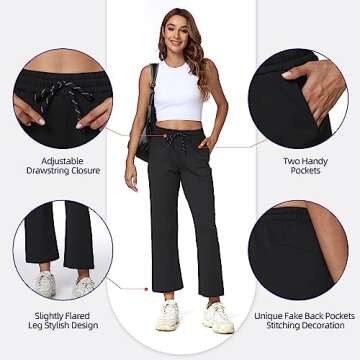 Haowind Women Jogger Golf Pants Petite/Tall Lounge Casual Sweatpants Lighweight Flared Straight Leg Workout Yoga Pants(Black S)