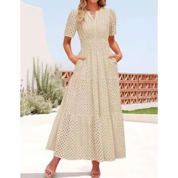 ZESICA Summer Short Sleeve Maxi Dress for Women