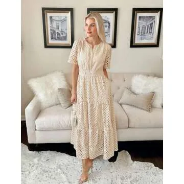 ZESICA Summer Short Sleeve Maxi Dress for Women