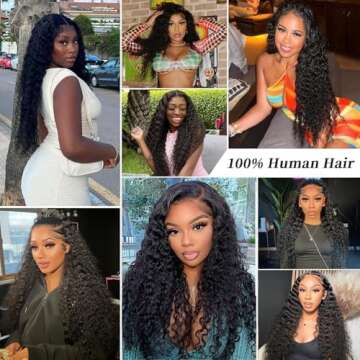 BJVT 30 Inch 13X6 Lace Front Wigs Human Hair 200 Density Deep Wave Lace Front Wigs Human Hair Pre Plucked Deep Curly Glueless Wigs Human Hair for Women