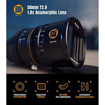 GREAT JOY 50mm T2.9 Anamorphic Lens for Cinematic Shots