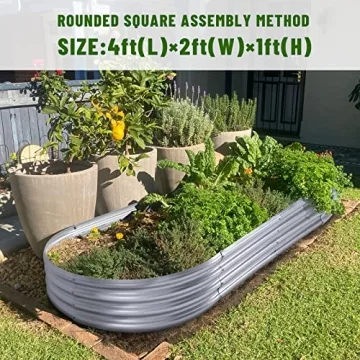 Durable Land Guard Galvanized Raised Garden Bed Kit for Vegetables