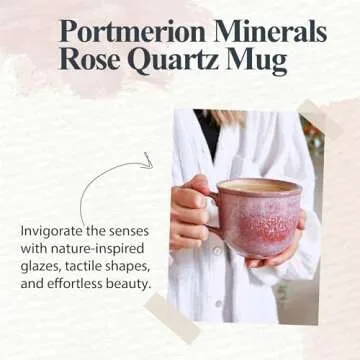 Portmeirion Minerals Mug Rose Quartz | 12oz Ceramic Mug for Coffee and Tea | Dishwasher Safe and Sty...