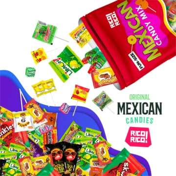 RICO RICO Mexican Candy 100 pcs - Dulces Mexicanos Surtidos, Mexican Snacks, Mexican Candies, Sweet and Spicy Candy Assortment Mix by RICO RICO