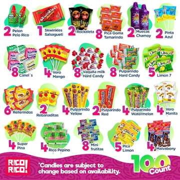 RICO RICO Mexican Candy 100 pcs - Dulces Mexicanos Surtidos, Mexican Snacks, Mexican Candies, Sweet and Spicy Candy Assortment Mix by RICO RICO
