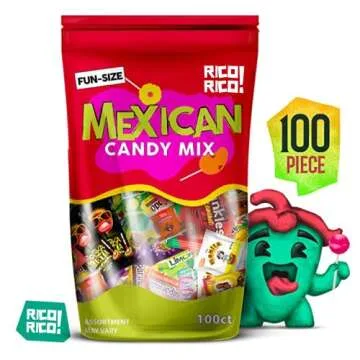 RICO RICO Mexican Candy 100 pcs - Dulces Mexicanos Surtidos, Mexican Snacks, Mexican Candies, Sweet and Spicy Candy Assortment Mix by RICO RICO