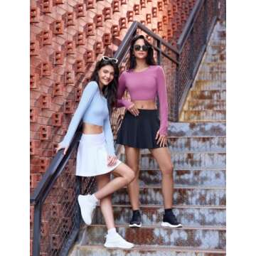 BALEAF Women's Tennis Skirts High Waisted Tummy Control Flowy Pleated Golf Skorts Skirts for Women Lightweight with Shorts 2 Inner Pockets White M