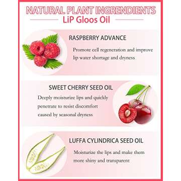 Plumping Lip Glow Oil - Hydrating Tinted Lip Oil Gloss for Soft, Shiny Lips