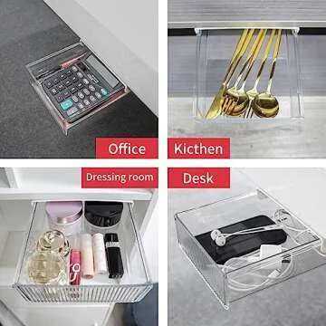 Bsfming Self-Adhesive Under Desk Drawer Organizer