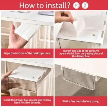 Bsfming Self-Adhesive Under Desk Drawer Organizer