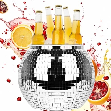 Disco Ball Ice Bucket Beverage Tubs Disco Ball Bowl Vase Cup Drink Bucket for Parties,Large Retro Dr...