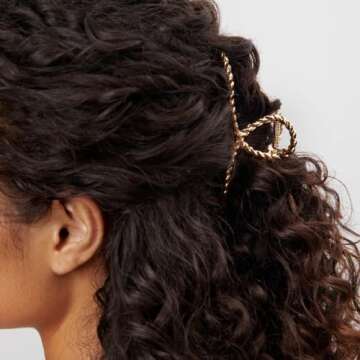 Kitsch Gold Metal Claw Clips, Claw Clips for Thick Hair, Gold Hair Clips for Girls, Metal Hair Clips for Women, Gold Claw Clips for Thin Hair, Metal Hair Claw Clips for Women, 1 pc Gold Rope