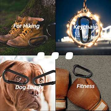 EZYA Carabiner Clip, 860lbs, 3" Iron Heavy Duty Carabiner, D Shape Hook - Hammocks, Camping, Hiking Accessories, Keychains, Caribiniers for Dog Leash, Yoga Swing, Gym etc, Black