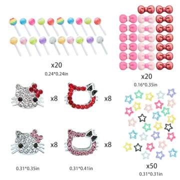 XIYONALI 170 PCS Nail Charms for Acrylic Nails - Unique Silver Nail Accessories for Creative Nail Ar...