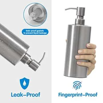 ARKTEK Large Stainless Steel Countertop Soap Dispenser - Rust and Leak Proof Liquid Hand Soap Pump B...