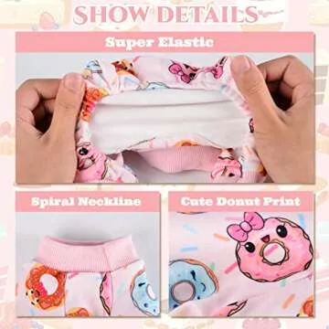 Dog Pajamas for Small Dogs Girl Boy Puppy Pjs Fall Winter Pet Onesies for Chihuahua Yorkie Teacup Cute Yellow Duck Soft Stretch Able Cat Clothes Outfit Apparel Doggy Jumpsuit (X-Small, Pink Donut)