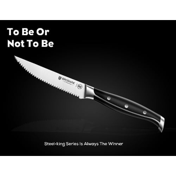 BRODARK Steak Knives Set of 6 - Premium Serrated Cutlery