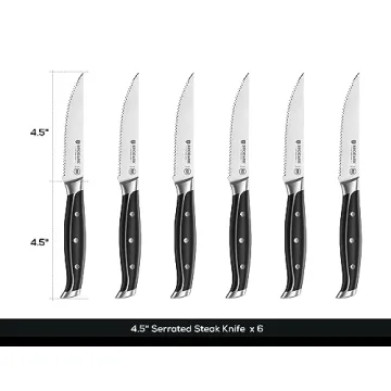 BRODARK Steak Knives Set of 6 - Premium Serrated Cutlery