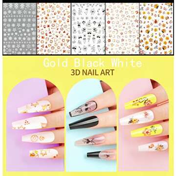 Teenitor 12 Sheets Self-Adhesive Nail Art Stickers Kit