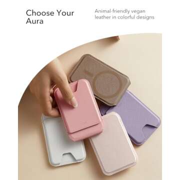 ESR Upgraded for Aura MagSafe Wallet, 5 Card-Holder, Magnetic Wallet with Adjustable Stand, Slim Phone Wallet for iPhone 16/15/14/13/12 Series, Not for iPhone Mini, Vegan Leather, Cream Beige