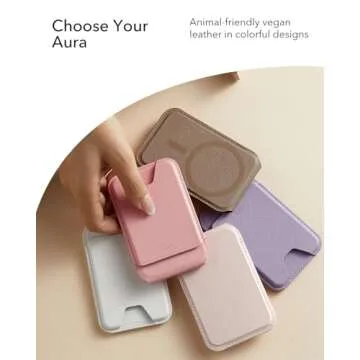 ESR Upgraded for Aura MagSafe Wallet, 5 Card-Holder, Magnetic Wallet with Adjustable Stand, Slim Phone Wallet for iPhone 16/15/14/13/12 Series, Not for iPhone Mini, Vegan Leather, Cream Beige