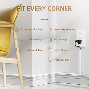 Delamu Cord Hider - 94in Paintable Cable Cover for Walls