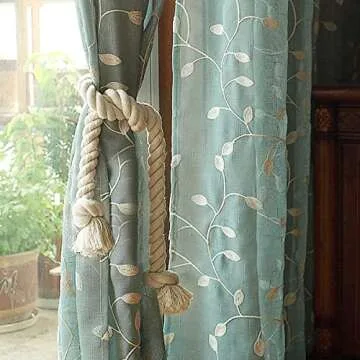 Natural Cotton Curtain Tiebacks - Farmhouse Style Set of 4