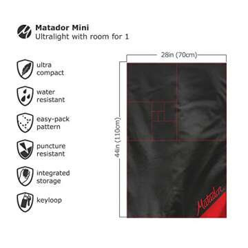 Matador Mini Pocket Blanket, Ultralight Hiking Picnic Blanket/Beach Blanket