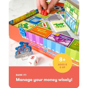 SimplyFun BankIt! - Money Game for Kids - Learn to Save, Spend, Donate, Earn Bank Interest and More - Game for Kids Ages 8 and Up, 1 to 4 Players