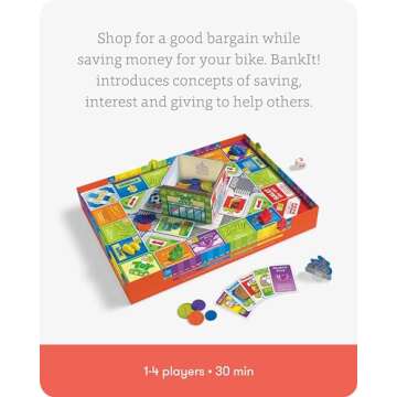 SimplyFun BankIt! - Money Game for Kids - Learn to Save, Spend, Donate, Earn Bank Interest and More - Game for Kids Ages 8 and Up, 1 to 4 Players