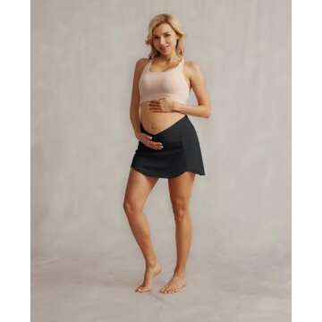 Maternity Tennis Golf Skorts - Stylish Cross Waist with Pockets