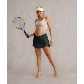 Maternity Tennis Golf Skorts with Built-in Shorts and Pockets