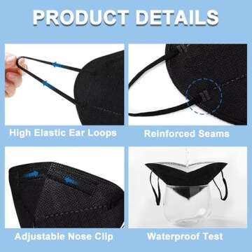 Niwopo KN95 Face Mask 100 Pack, Individually Wrapped, 5-Ply Breathable Comfortable Safety Mask Filter Efficiency≥95% Against PM2.5 White masks