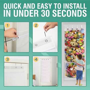 The Original 5-Pocket Over the Door Stuffed Animal Storage Organizer, Perfect for Bedroom Decor, Net, Toy, Barbie, Hanging, Pet, Animals, Holder, Ideas, Stuffie, Stuffed Animal Hammock