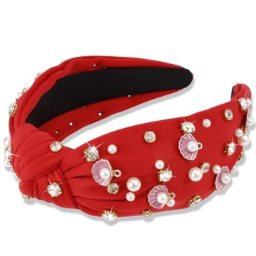 Trendy Atoden Red Rhinestone Headband for Women and Girls