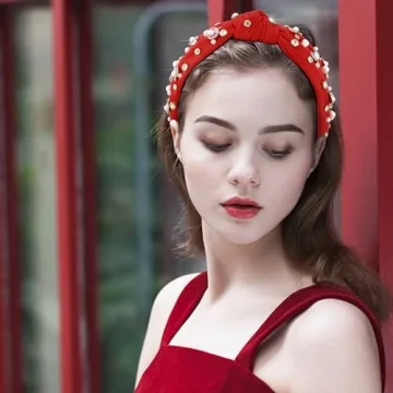 Trendy Atoden Red Rhinestone Headband for Women and Girls