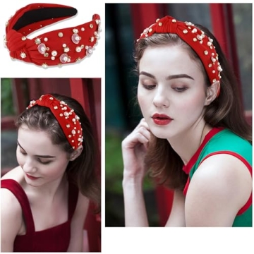 Trendy Atoden Red Rhinestone Headband for Women and Girls