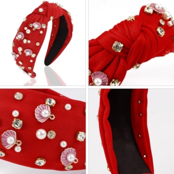 Trendy Atoden Red Rhinestone Headband for Women and Girls