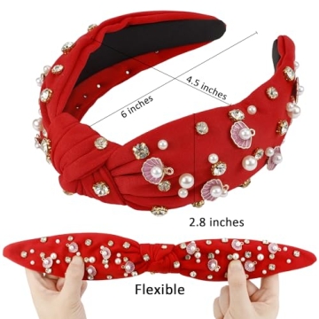 Trendy Atoden Red Rhinestone Headband for Women and Girls