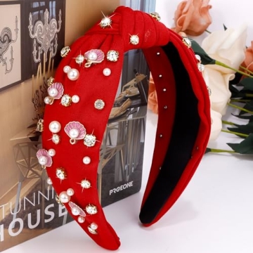 Trendy Atoden Red Rhinestone Headband for Women and Girls