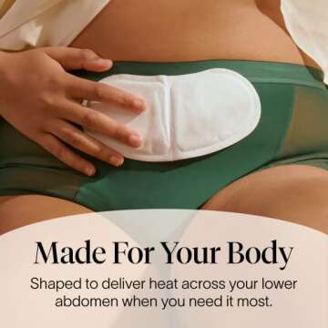 Cora Heat Relief Patch 2 Pack - Soothe Cramps for up to 8 Hours with Heat from Activated Carbon - Adheres to Your Clothes to Ease Cramps Exactly Where You Need it