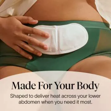 Cora Heat Relief Patch 2 Pack - Soothe Cramps for up to 8 Hours with Heat from Activated Carbon - Adheres to Your Clothes to Ease Cramps Exactly Where You Need it