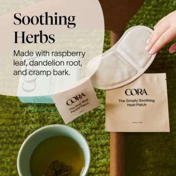 Cora Heat Relief Patch 2 Pack - Soothe Cramps for up to 8 Hours with Heat from Activated Carbon - Adheres to Your Clothes to Ease Cramps Exactly Where You Need it