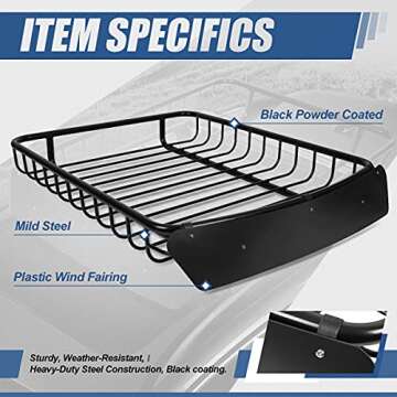 Auto Dynasty 53.5" x 44.6" Roof Rack Top Cargo Carrier Basket