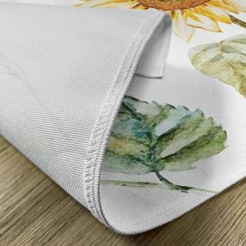 Ambesonne Watercolor Place Mats Set of 4, Alluring Sunflowers Summer Inspired Design Agriculture, Washable Fabric Placemats for Dining Room Kitchen Table Decor, Earth Yellow Pale Yellow Green
