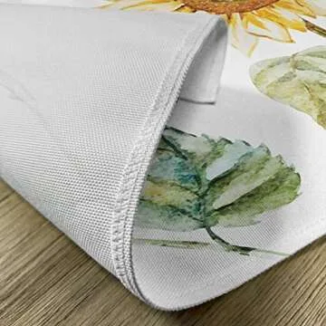 Ambesonne Watercolor Place Mats Set of 4, Alluring Sunflowers Summer Inspired Design Agriculture, Washable Fabric Placemats for Dining Room Kitchen Table Decor, Earth Yellow Pale Yellow Green