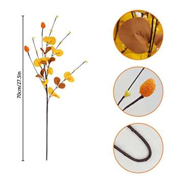 Uieke 8 Pcs Artificial Fall Eucalyptus Leaves Stems, 26.7" Fall Stems with Orange Berries Autumn Leaves Plants for Home Office Table Centerpiece Flower Arrangements Party Thanksgiving Fall Decorations