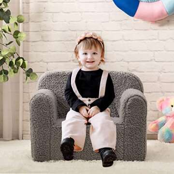 ALIMORDEN Kids Ultra-Soft Snuggle Foam Filled Chair - Cozy Cuddly Reading Couch for Toddlers, Grey