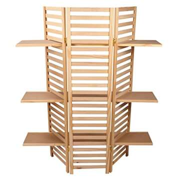 SSWBasics 3-Panel Wood Display With 3 Shelves - Unit Can Be Stained Or Painted - Great for a Wide Range of Merchandise from Housewares, Clothing and Beverages - Natural Pine