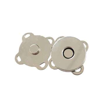 WAFJMAF 10 Sets Sew in Magnetic Plum Blossom Bag Button, Snaps, Clasps for Purses Bags Clothes (14.8mm, Silver)